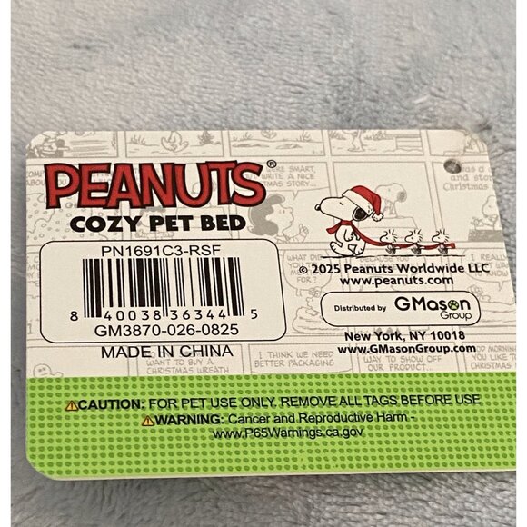 Peanuts Snoopy Small Dog Pet Cozy Cuddler Bed Christmas Doghouse 19 X 15 X 7” - Picture 4 of 13